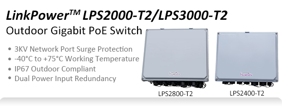 Outdoor PoE Switch, Weatherproof PoE Switch, LinkPower LPS2000